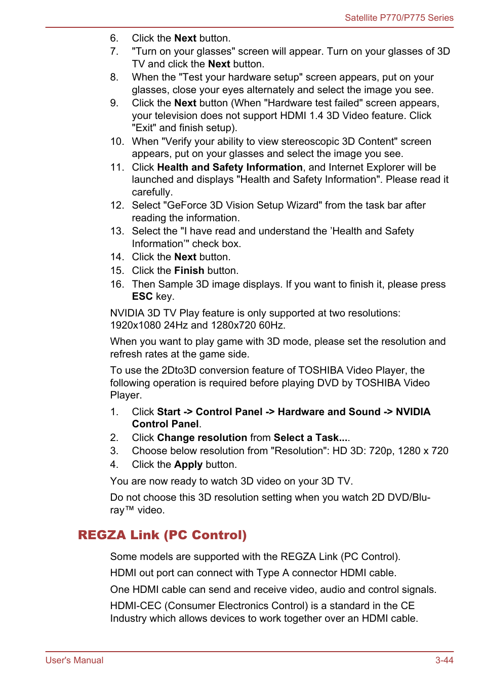 Regza link (pc control) | Toshiba Satellite P775 User Manual | Page 94 / 179