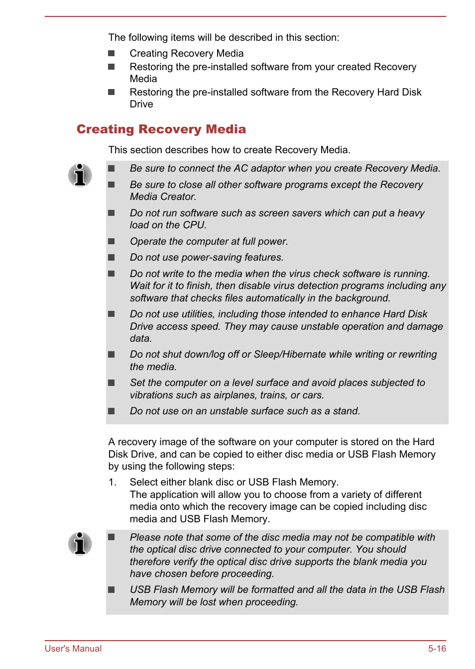 Creating recovery media | Toshiba Satellite S70-A User Manual | Page 104 / 143