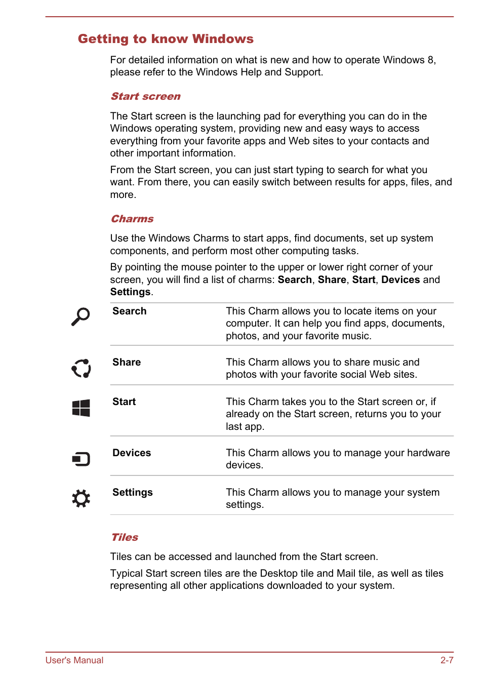 Getting to know windows | Toshiba Satellite S70-A User Manual | Page 25 / 143