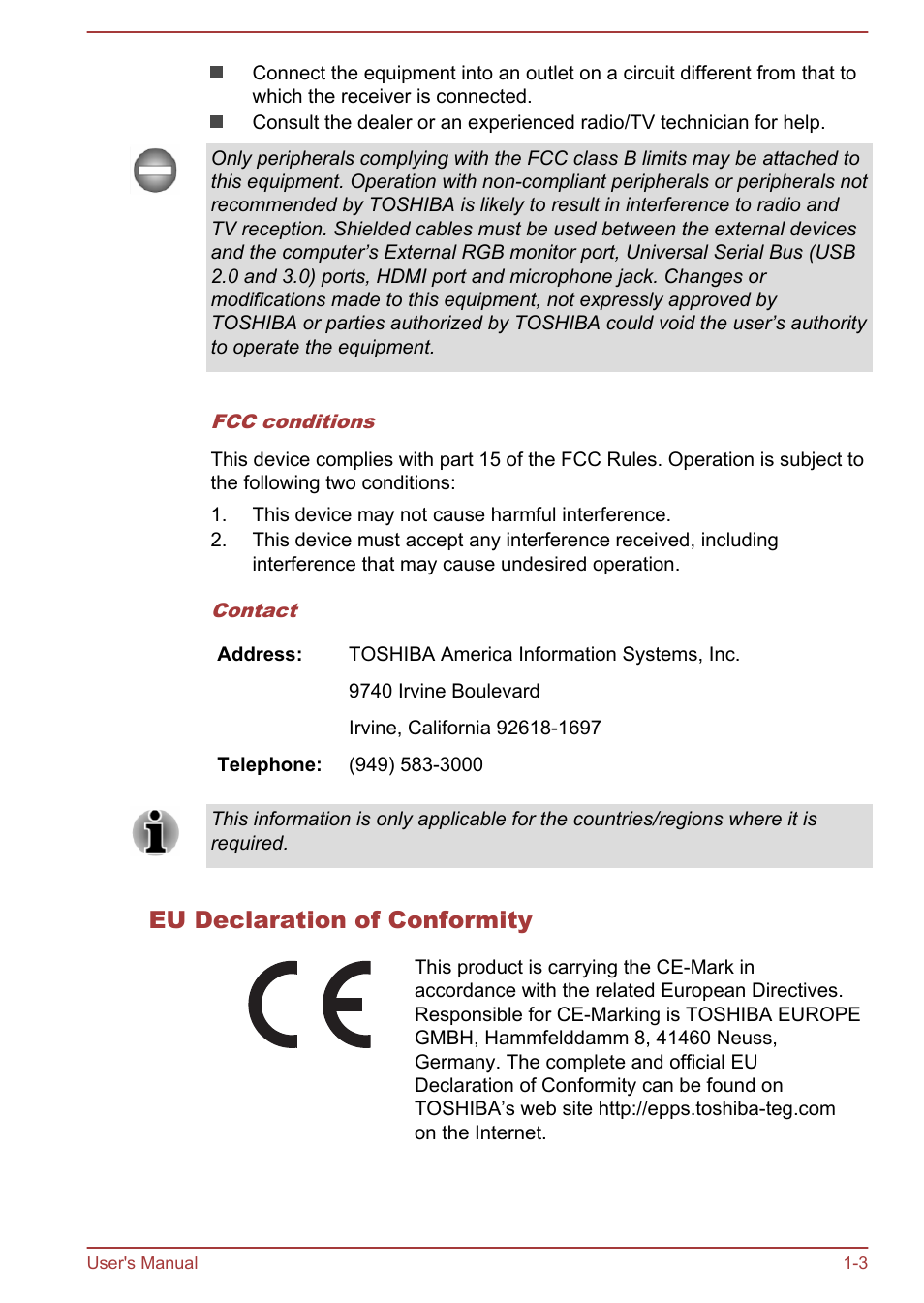 Eu declaration of conformity | Toshiba Satellite S70-A User Manual | Page 6 / 143