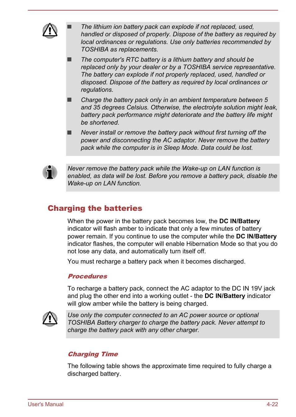 Charging the batteries | Toshiba Satellite S70-A User Manual | Page 67 / 143