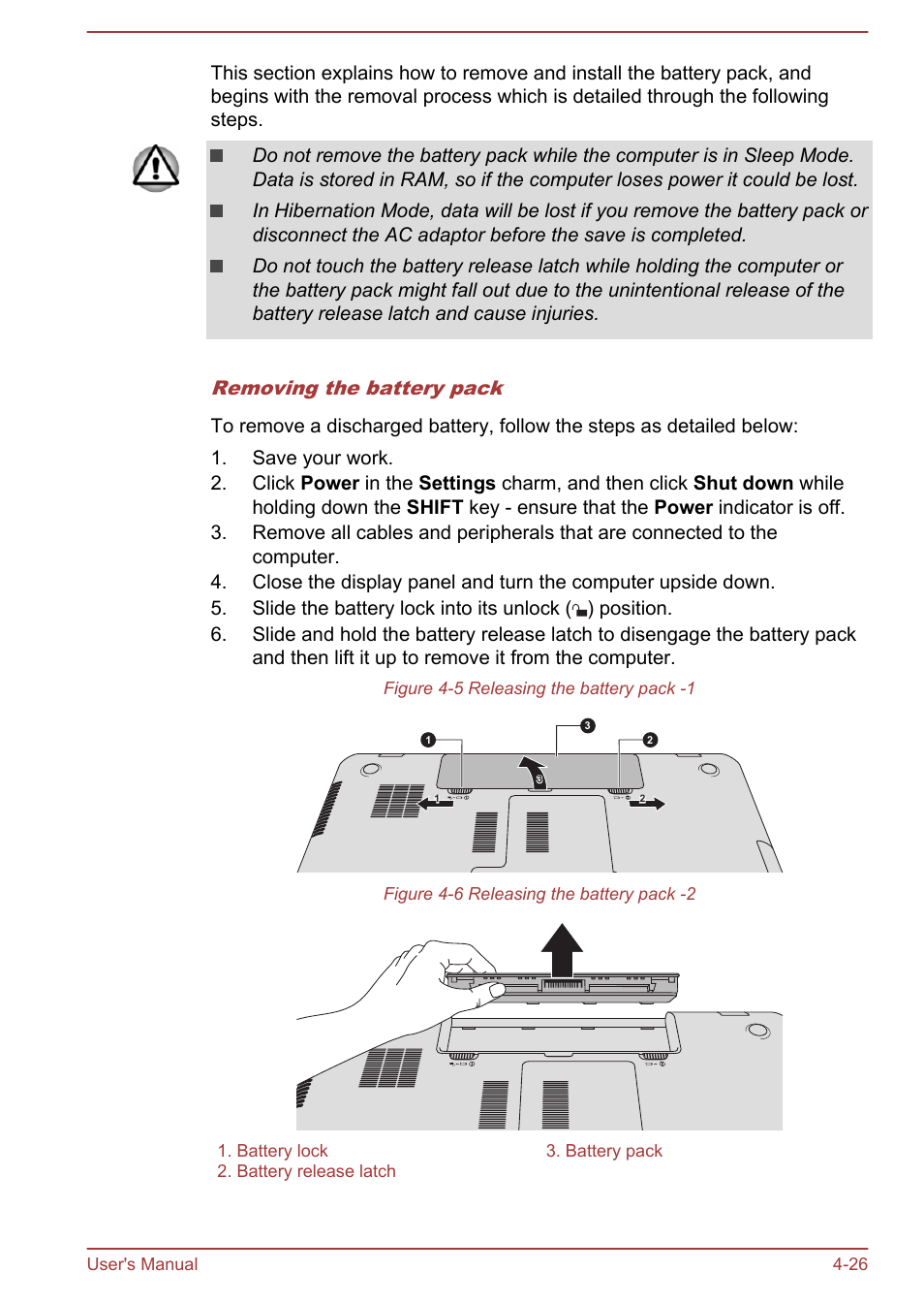 Removing the battery pack | Toshiba Satellite S70-A User Manual | Page 71 / 143