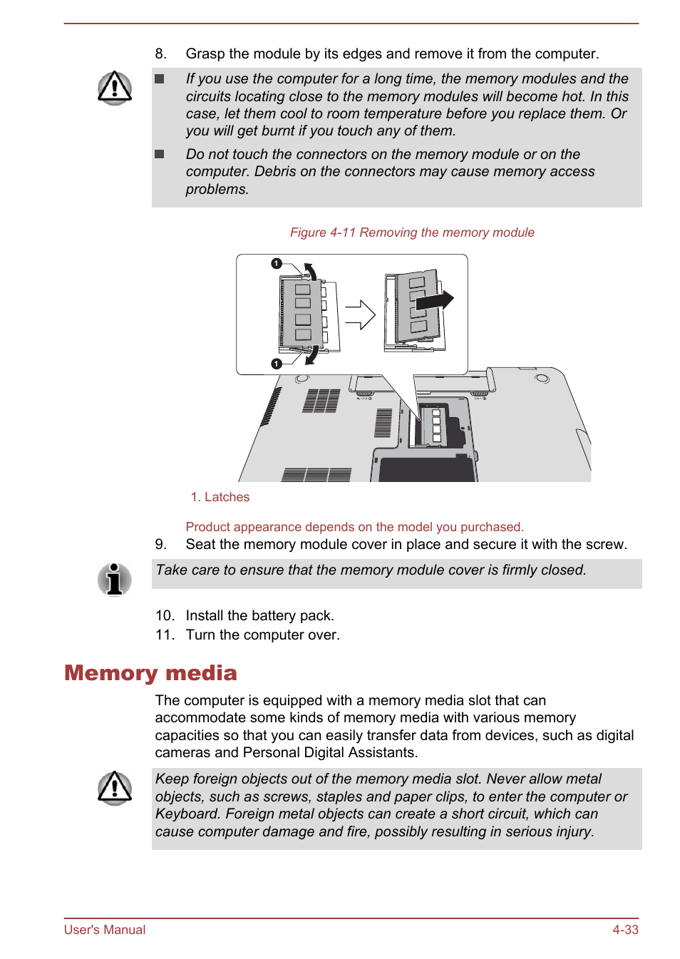 Memory media, Memory media -33 | Toshiba Satellite S70-A User Manual | Page 78 / 143