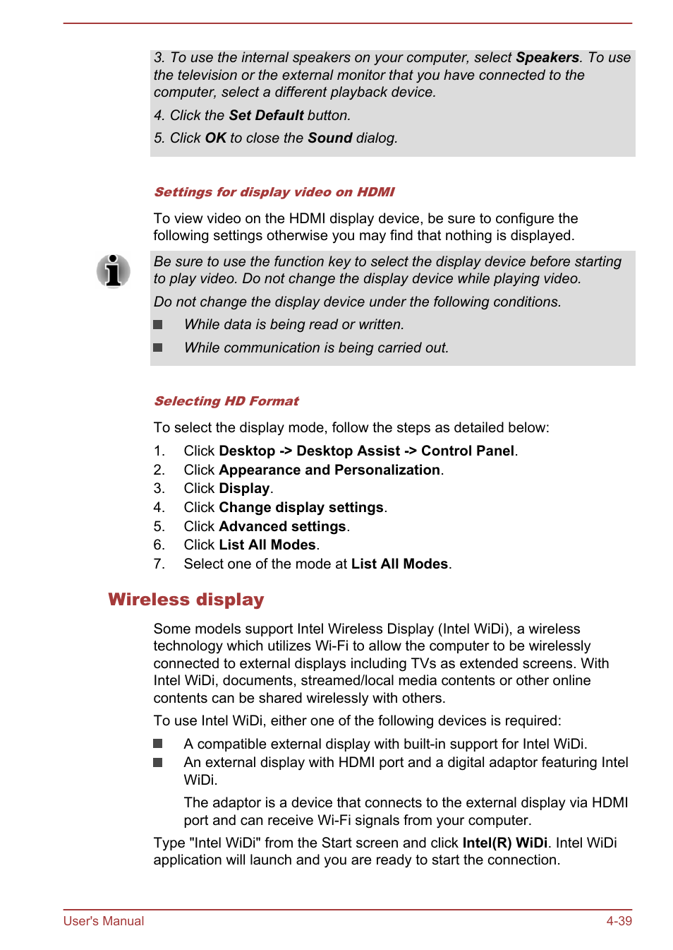 Wireless display | Toshiba Satellite S70-A User Manual | Page 84 / 143