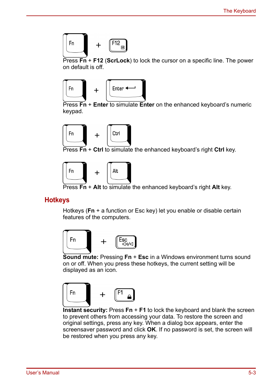 Hotkeys | Toshiba Equium A100 (PSAAB) User Manual | Page 100 / 187