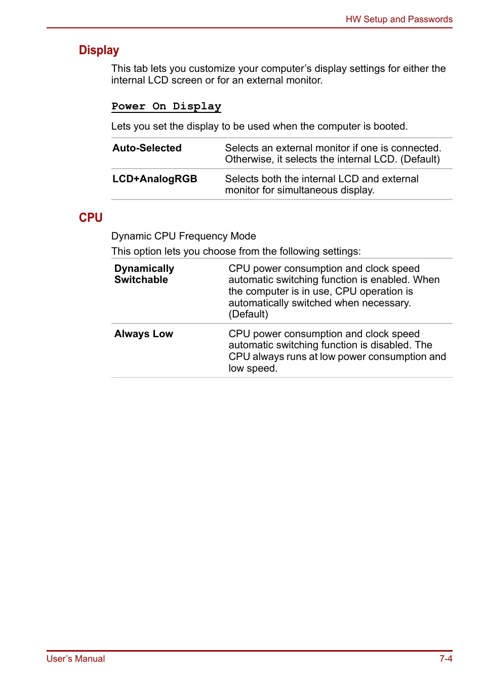Display | Toshiba Equium A100 (PSAAB) User Manual | Page 122 / 187