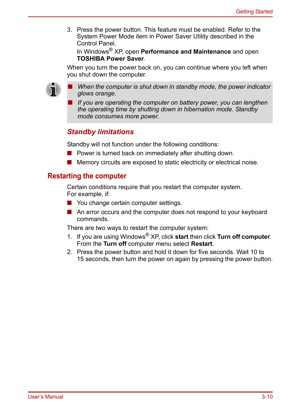 Restarting the computer | Toshiba Equium A100 (PSAAB) User Manual | Page 59 / 187