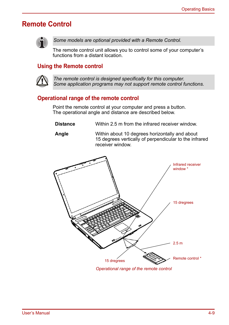 Remote control, Remote control -9 | Toshiba Equium A100 (PSAAB) User Manual | Page 70 / 187