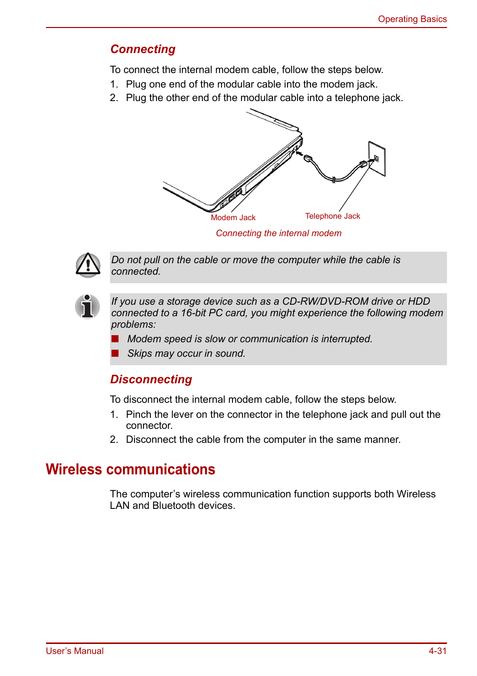 Wireless communications, Wireless communications -31 | Toshiba Equium A100 (PSAAB) User Manual | Page 92 / 187