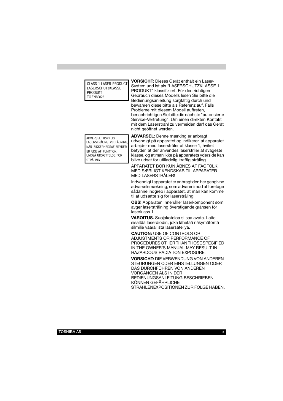 Toshiba Tecra A5 User Manual | Page 10 / 178