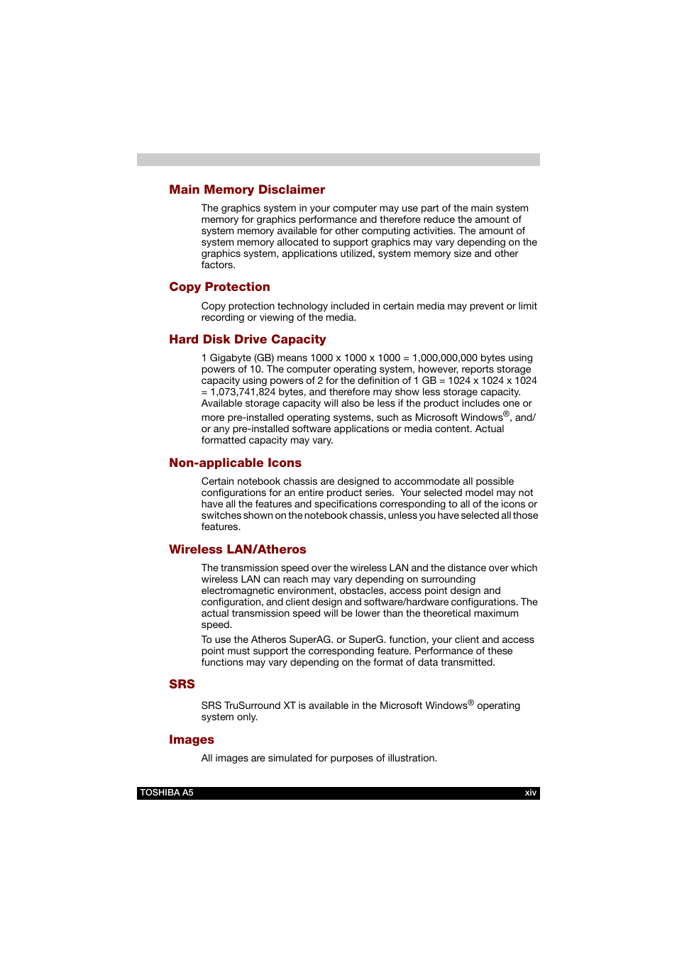 Toshiba Tecra A5 User Manual | Page 14 / 178