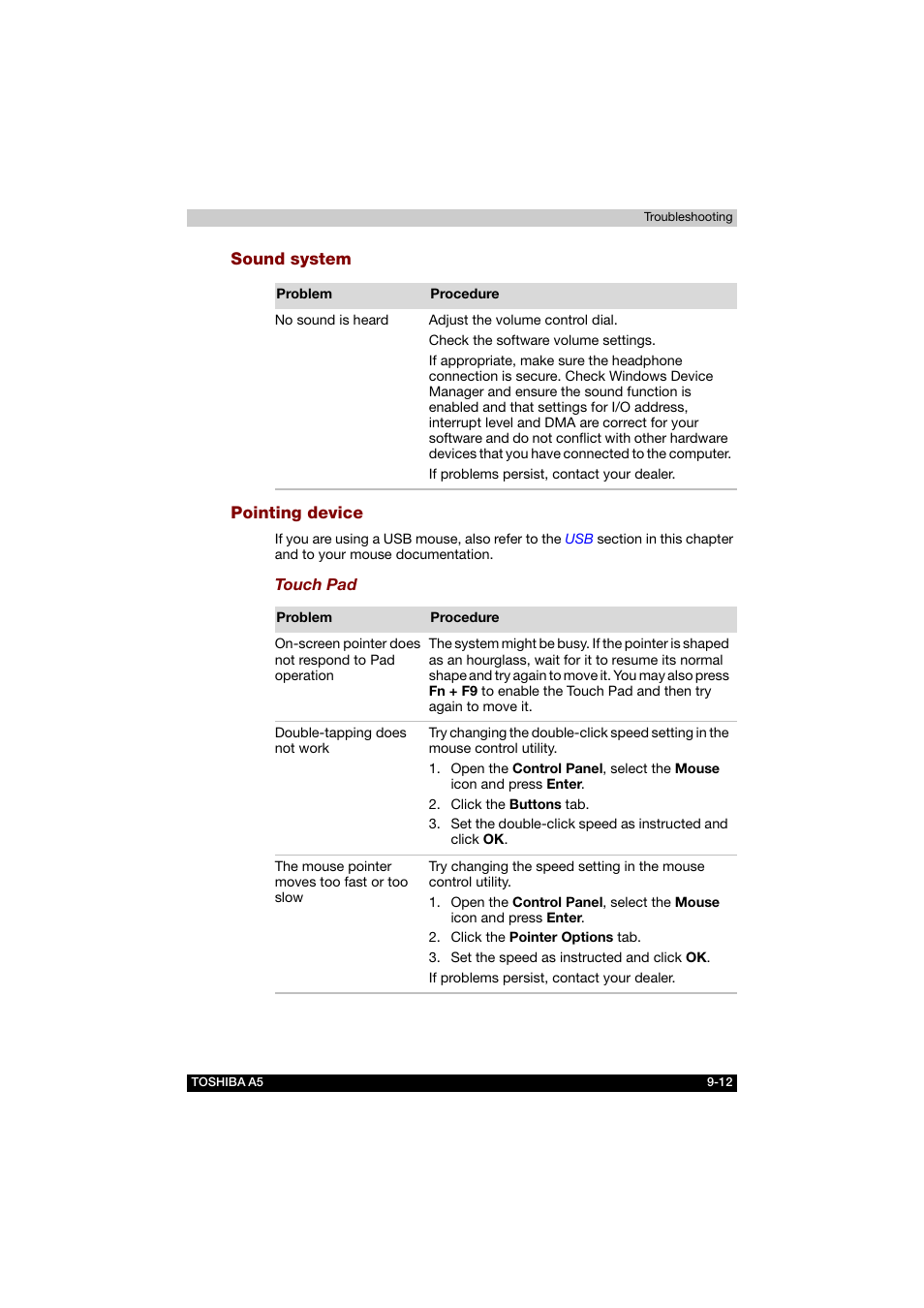 Sound system, Pointing device | Toshiba Tecra A5 User Manual | Page 151 / 178