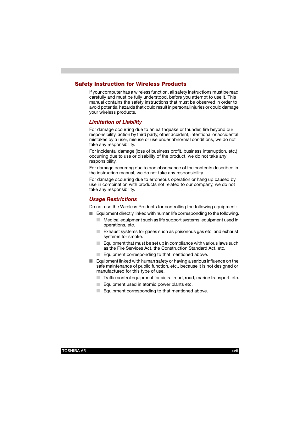 Toshiba Tecra A5 User Manual | Page 17 / 178