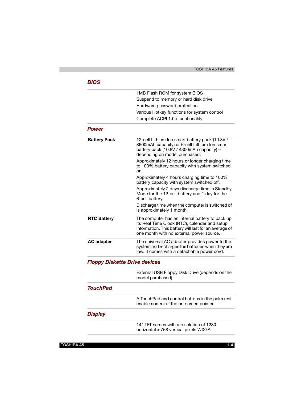 Toshiba Tecra A5 User Manual | Page 31 / 178