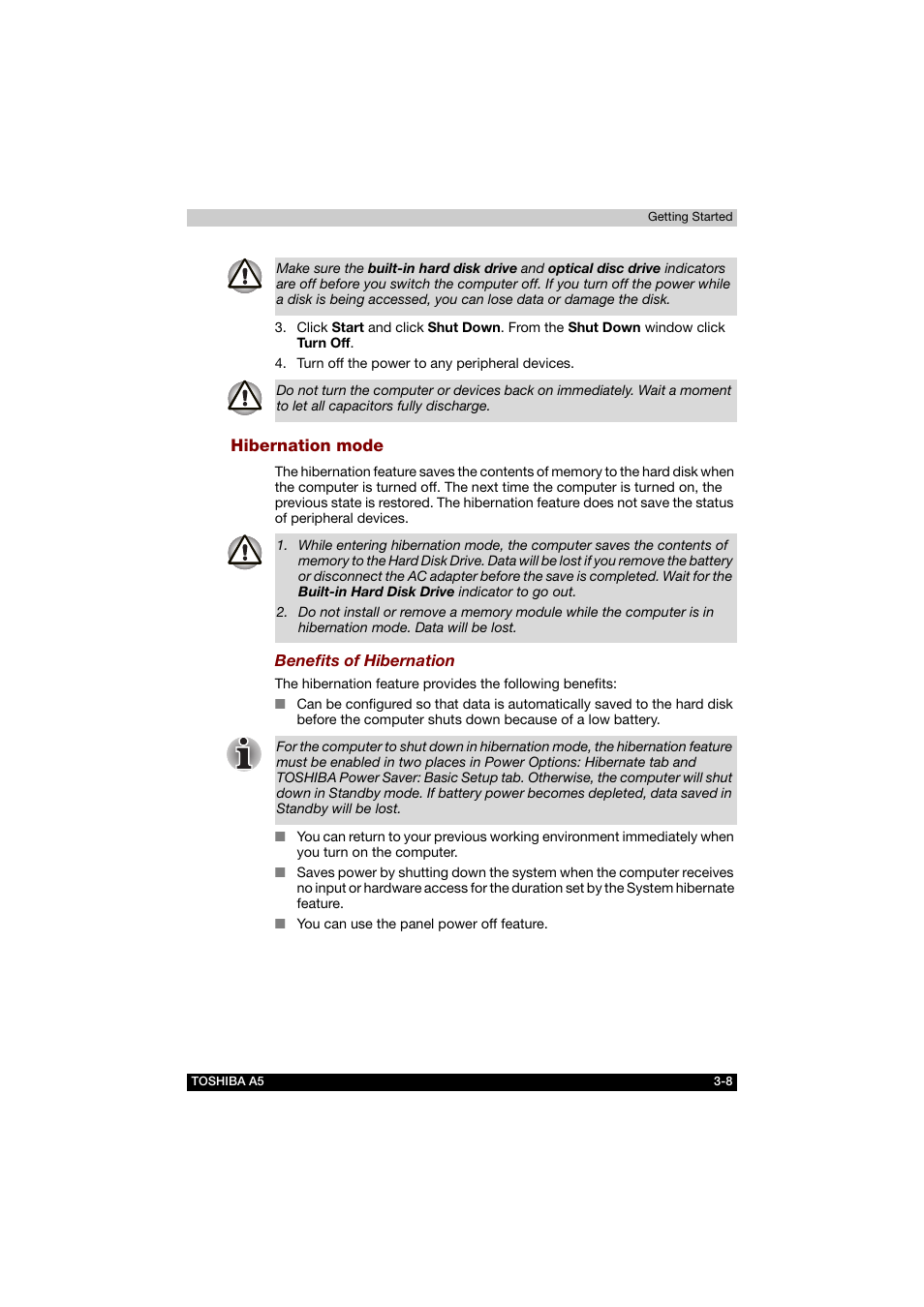 Hibernation mode | Toshiba Tecra A5 User Manual | Page 64 / 178