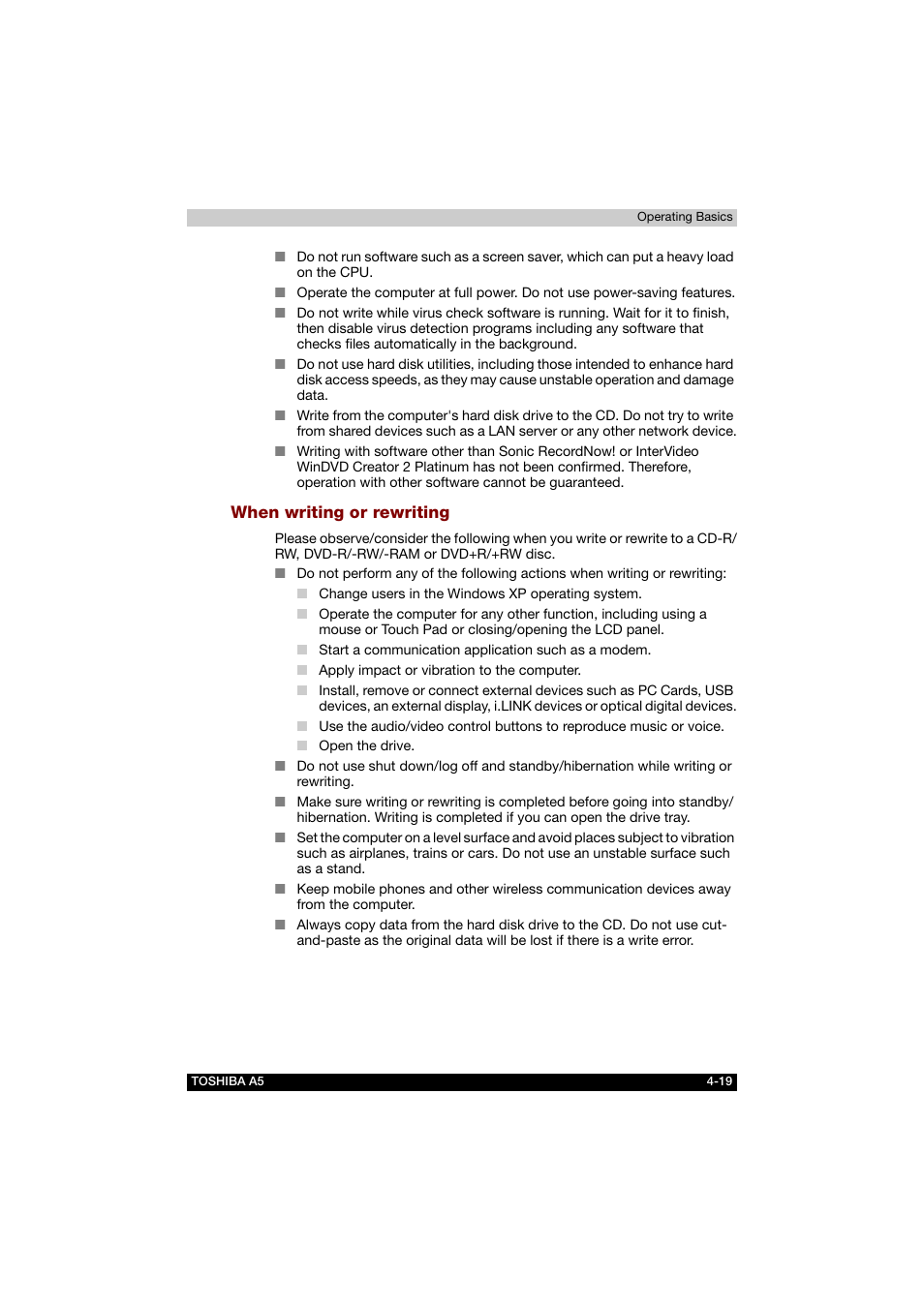 When writing or rewriting | Toshiba Tecra A5 User Manual | Page 88 / 178