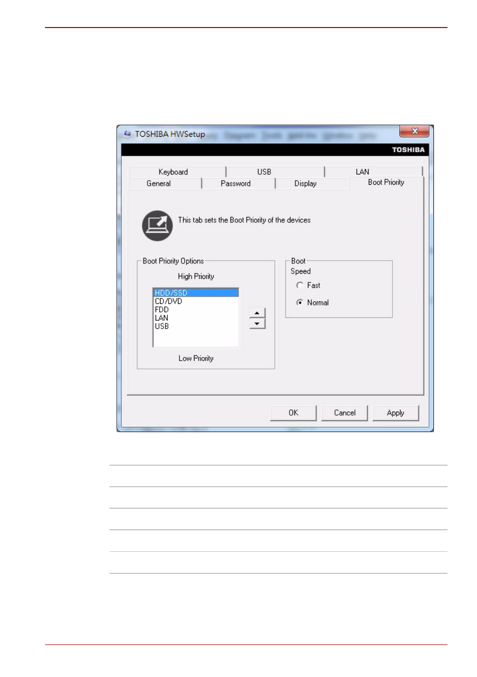 Boot priority, Boot priority boot priority options | Toshiba Satellite Pro C650D User Manual | Page 119 / 170