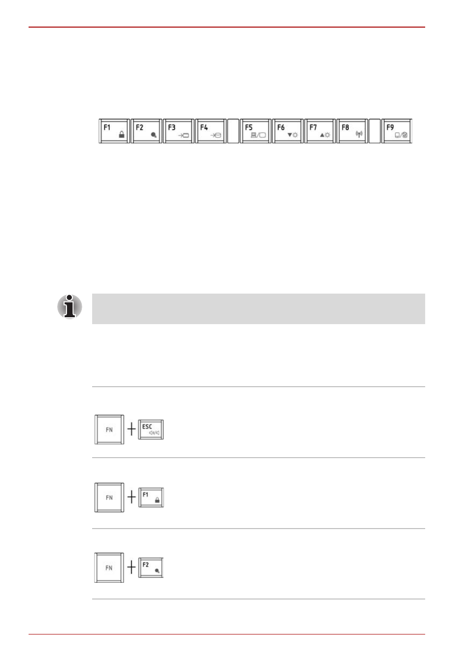 Function keys: f1 … f9, Soft keys: fn key combinations | Toshiba Satellite Pro C650D User Manual | Page 98 / 170