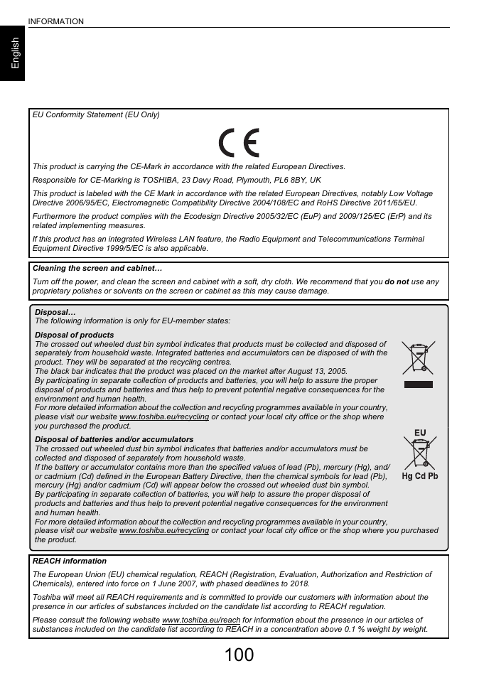 Toshiba L7463 User Manual | Page 100 / 104