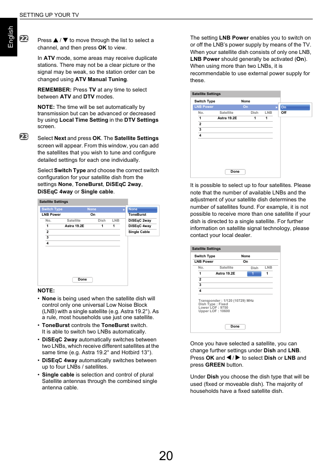 En g lis h | Toshiba L7463 User Manual | Page 20 / 104