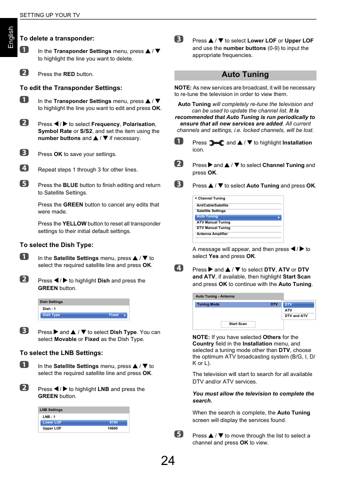 Auto tuning | Toshiba L7463 User Manual | Page 24 / 104