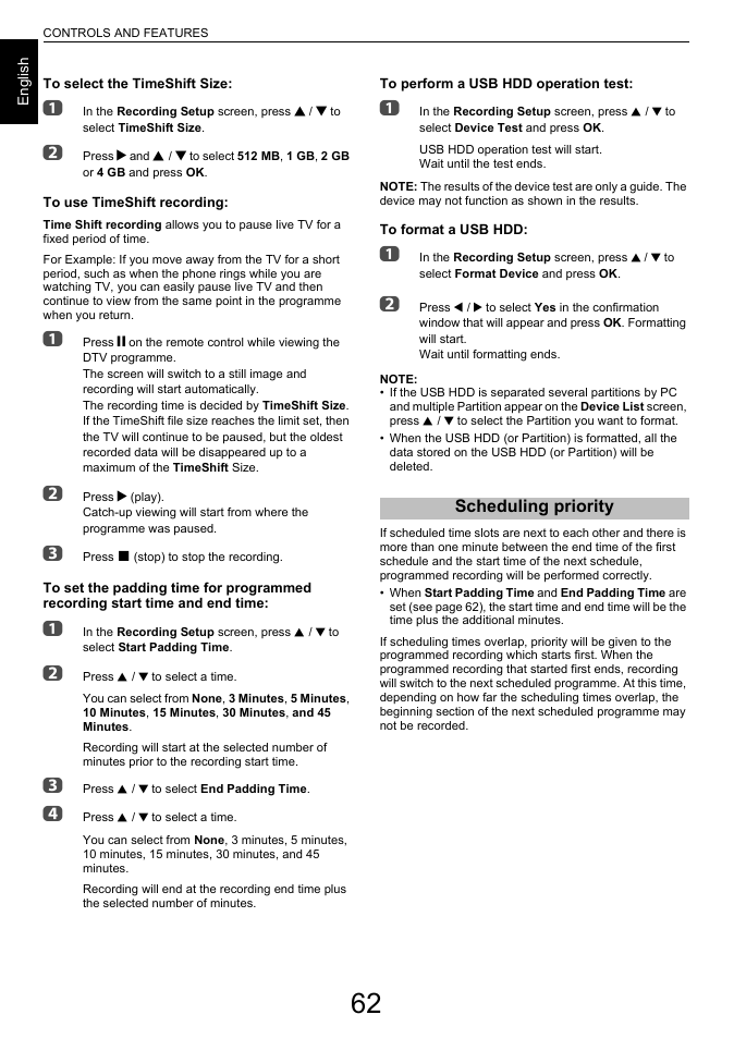 Scheduling priority | Toshiba L7463 User Manual | Page 62 / 104