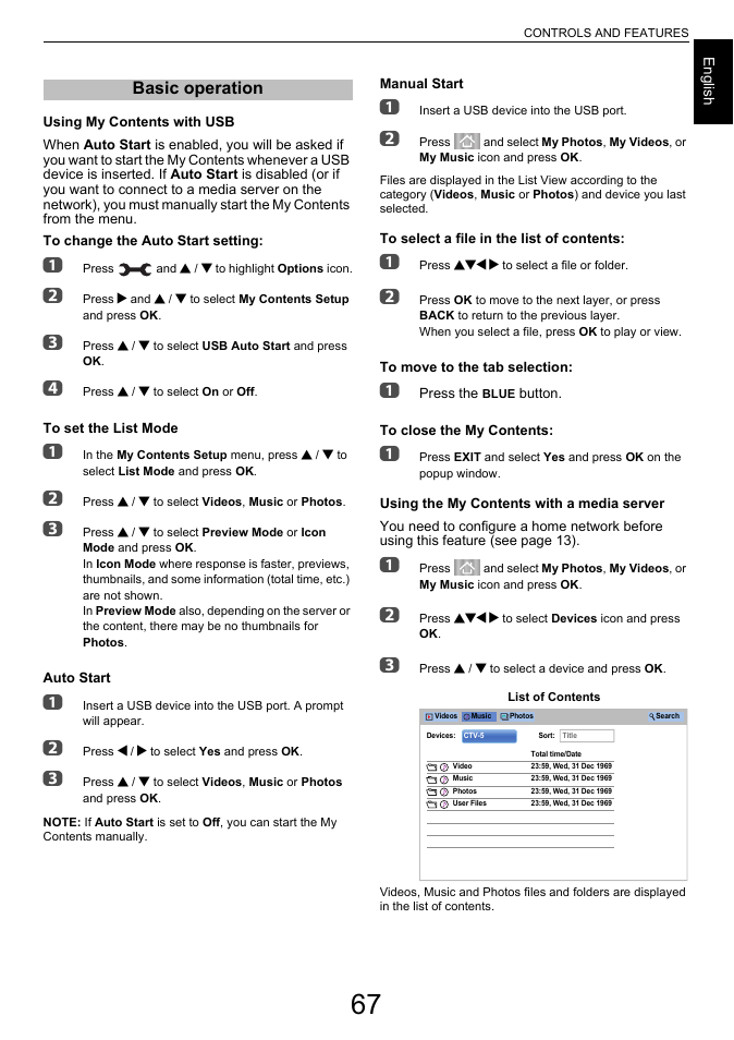Basic operation | Toshiba L7463 User Manual | Page 67 / 104