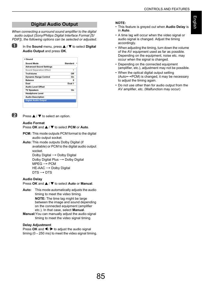 Digital audio output | Toshiba L7463 User Manual | Page 85 / 104