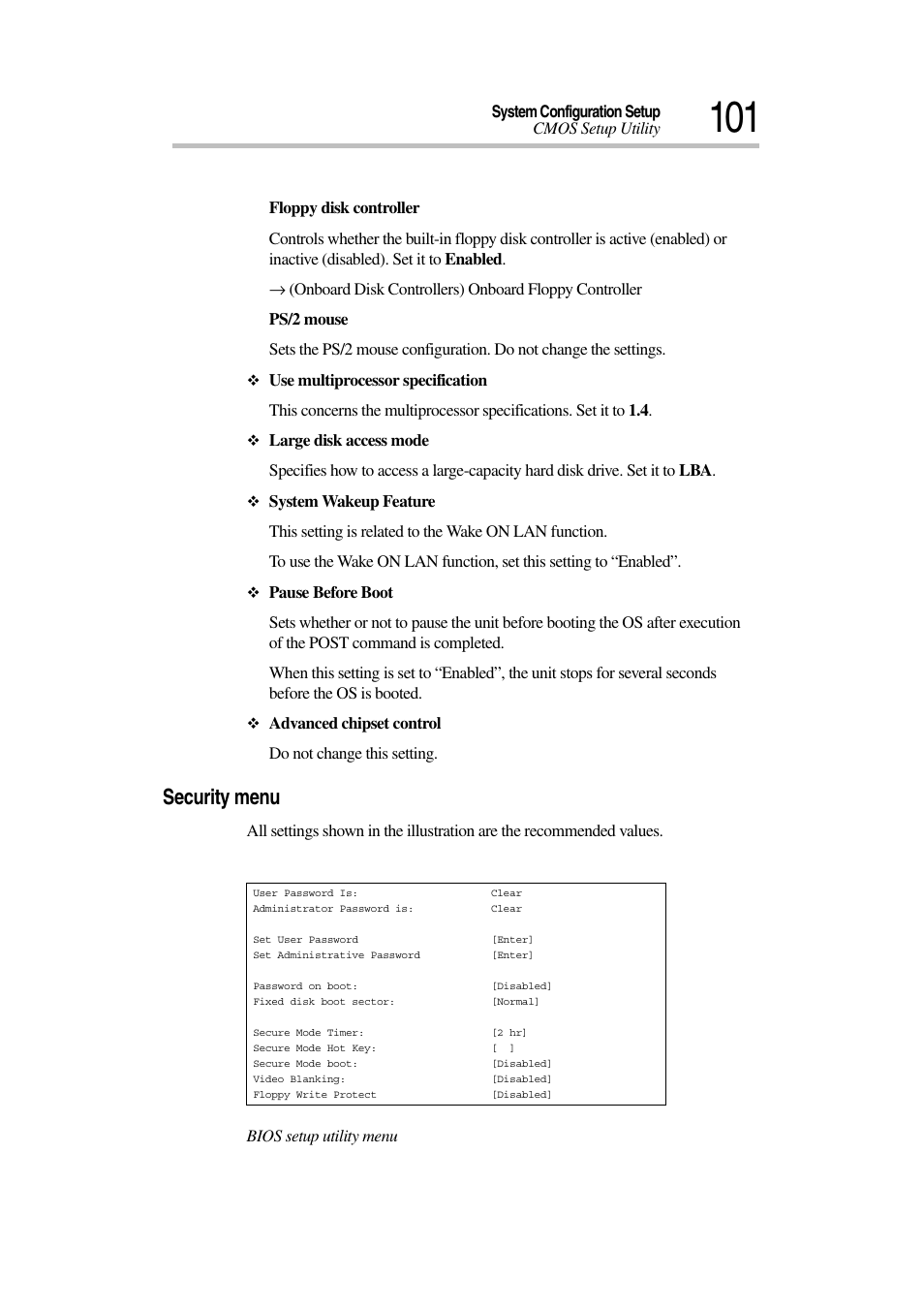 Security menu | Toshiba Magnia 7010 User Manual | Page 117 / 182