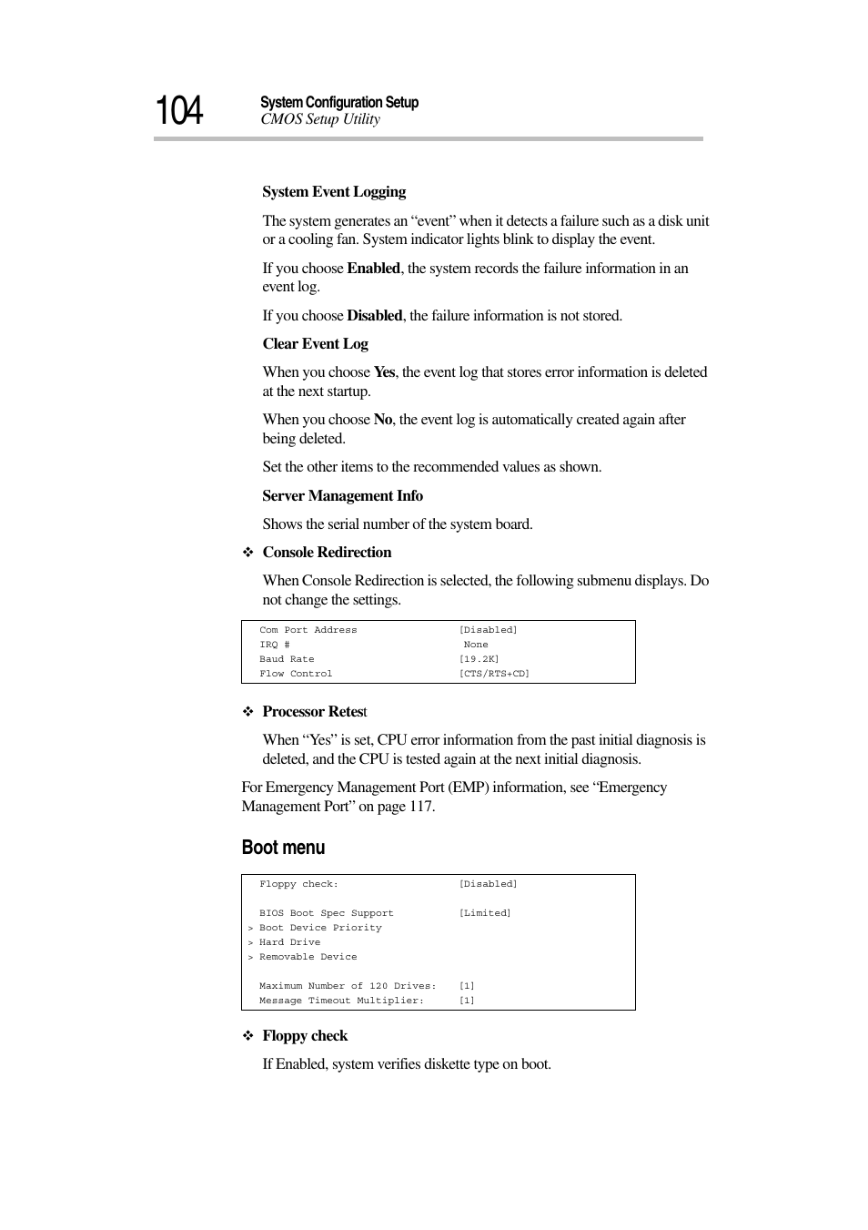 Boot menu | Toshiba Magnia 7010 User Manual | Page 120 / 182