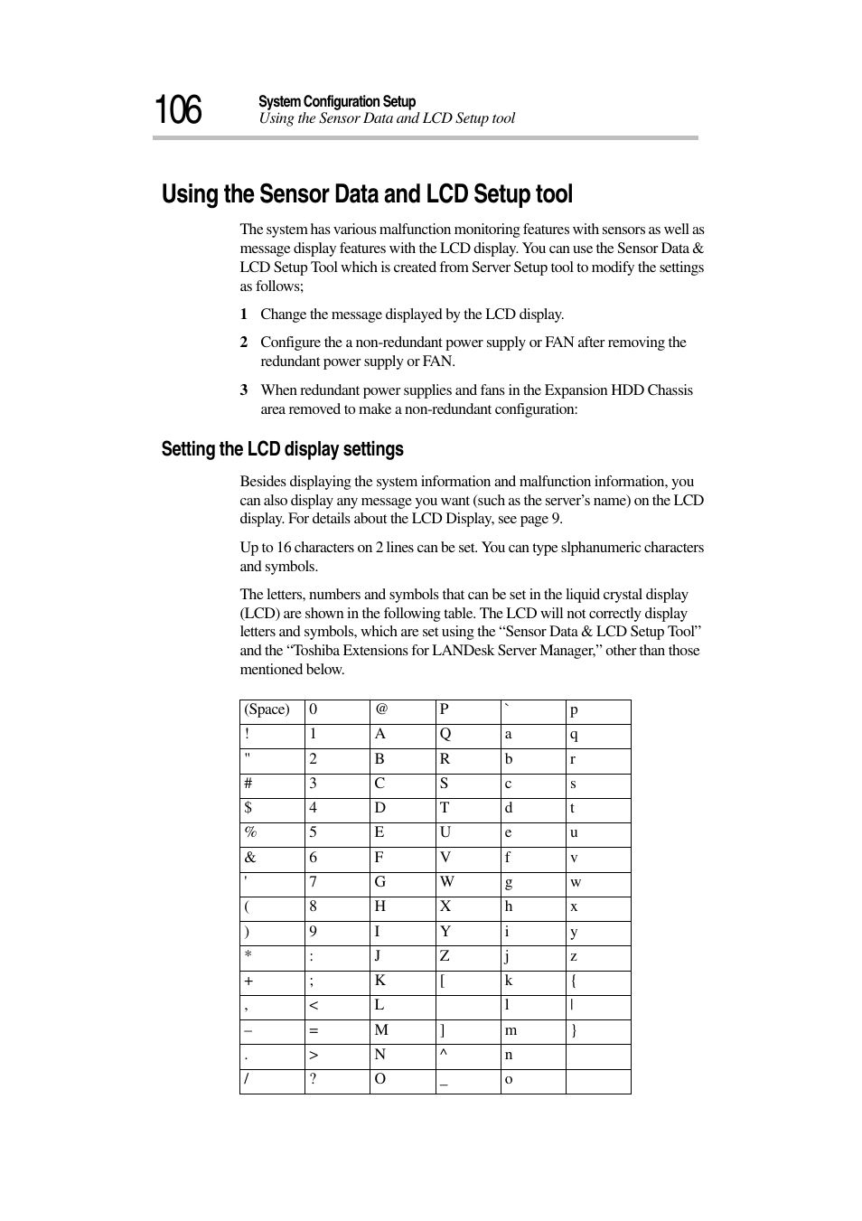 Using the sensor data and lcd setup tool, Setting the lcd display settings | Toshiba Magnia 7010 User Manual | Page 122 / 182