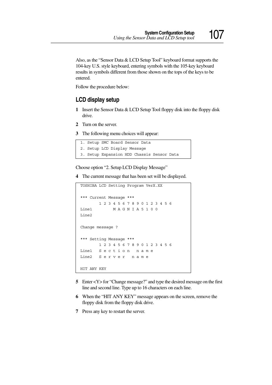 Lcd display setup | Toshiba Magnia 7010 User Manual | Page 123 / 182