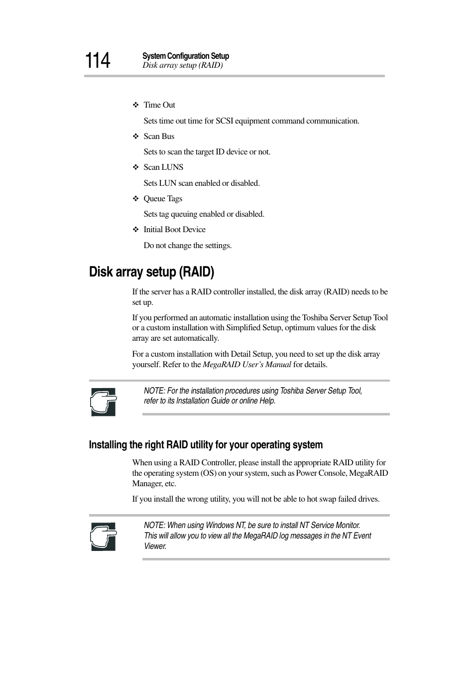 Disk array setup (raid) | Toshiba Magnia 7010 User Manual | Page 130 / 182