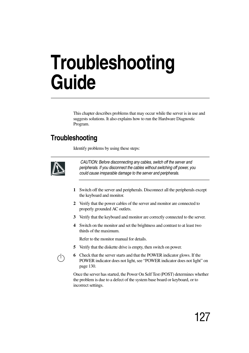 Troubleshooting guide, Troubleshooting | Toshiba Magnia 7010 User Manual | Page 143 / 182