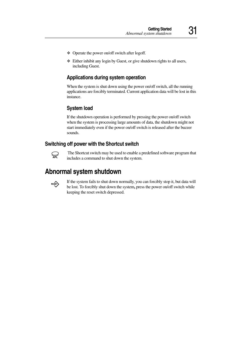 Abnormal system shutdown | Toshiba Magnia 7010 User Manual | Page 47 / 182