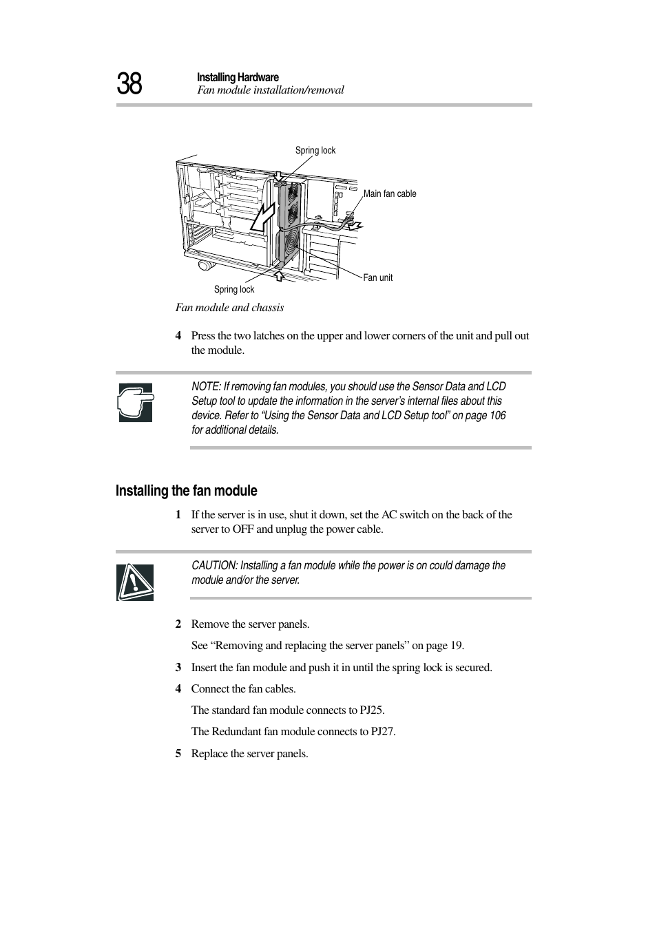 Installing the fan module | Toshiba Magnia 7010 User Manual | Page 54 / 182
