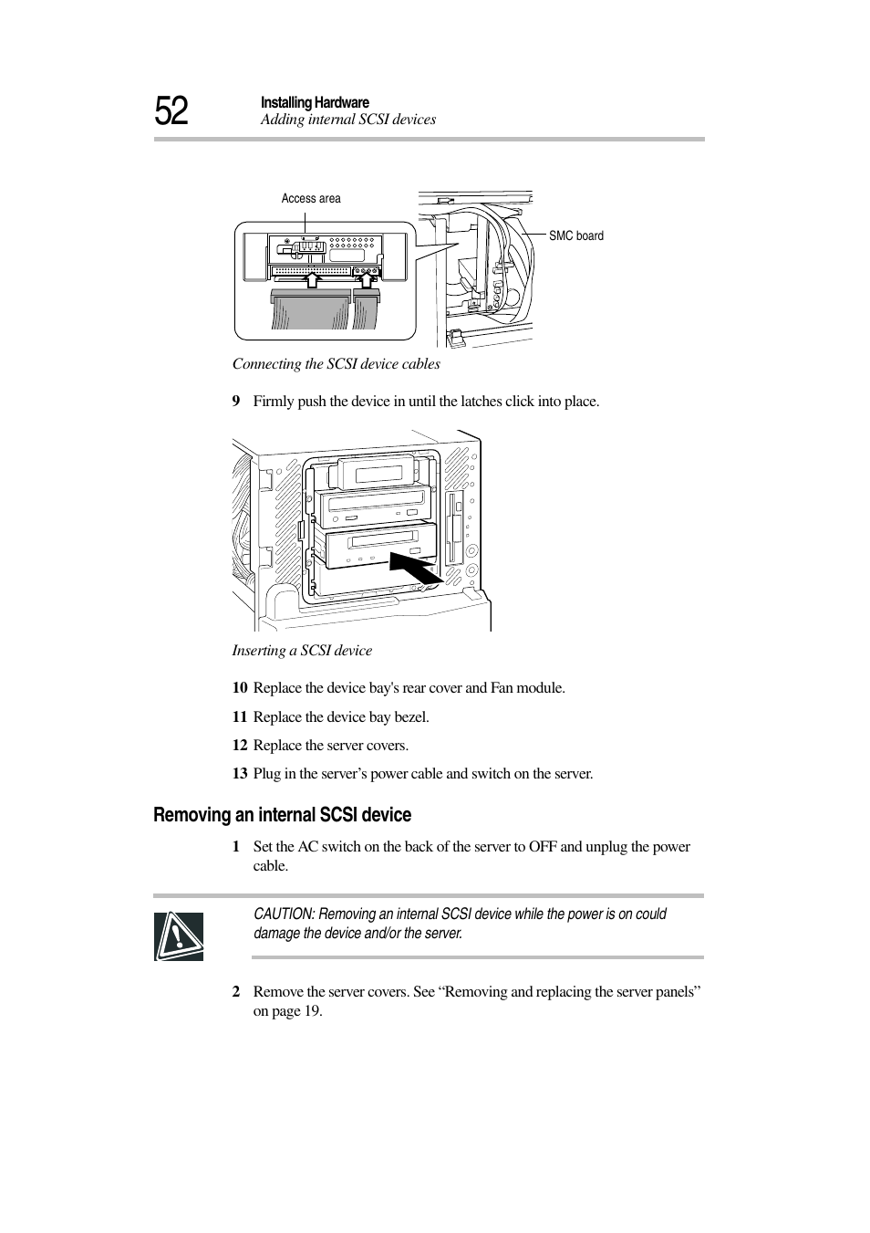 Removing an internal scsi device | Toshiba Magnia 7010 User Manual | Page 68 / 182