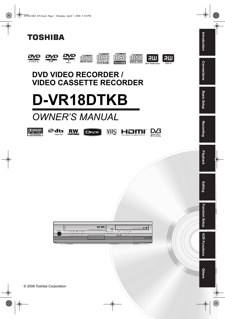 Toshiba DVR18 User Manual | 96 pages