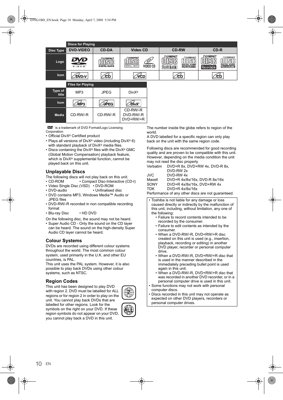 Toshiba DVR18 User Manual | Page 10 / 96