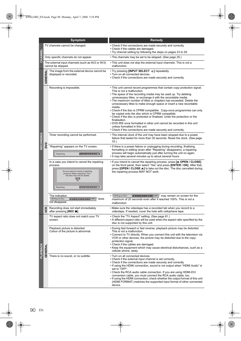 Toshiba DVR18 User Manual | Page 90 / 96