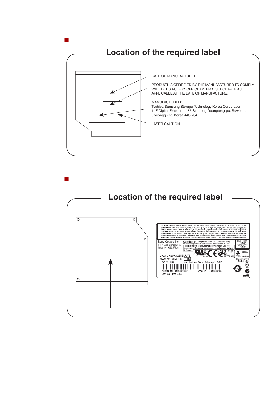 Toshiba samsung storage technology, Sony optiarc inc | Toshiba Satellite P755 User Manual | Page 12 / 214