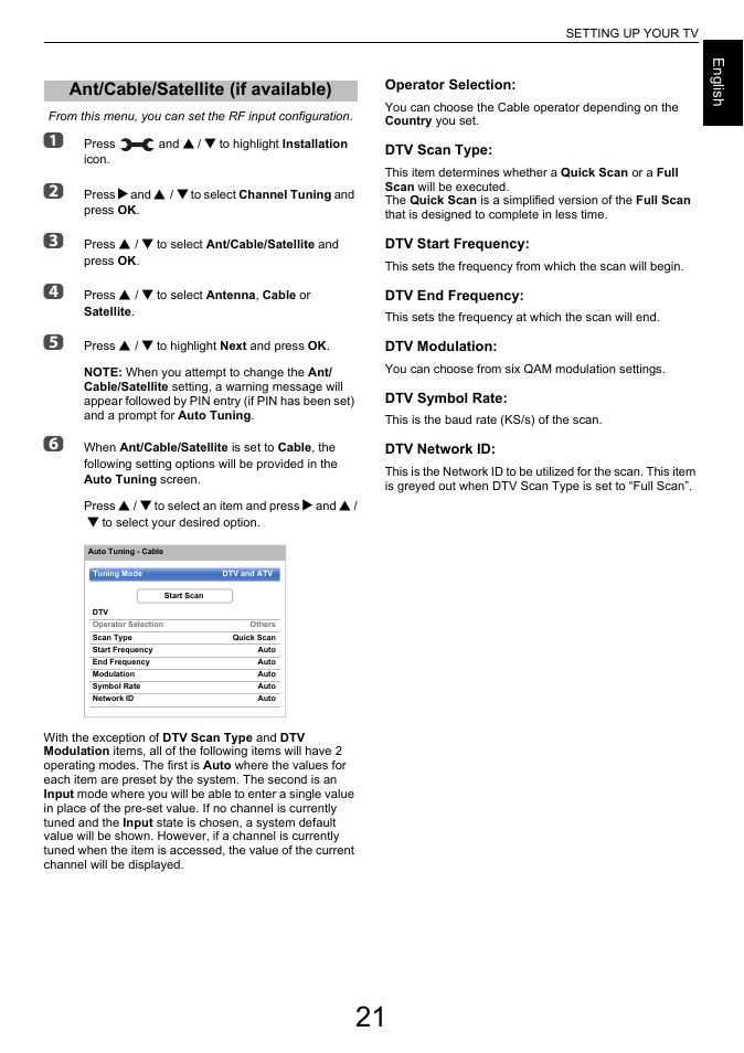 Ant/cable/satellite (if available) | Toshiba L6463 User Manual | Page 21 / 95