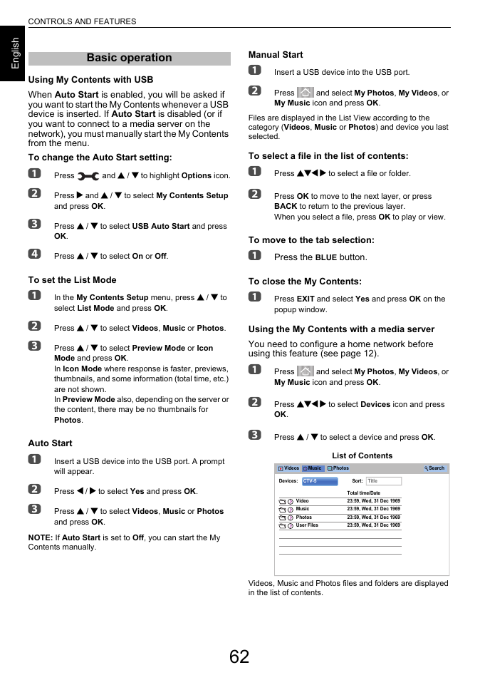 Basic operation | Toshiba L6463 User Manual | Page 62 / 95