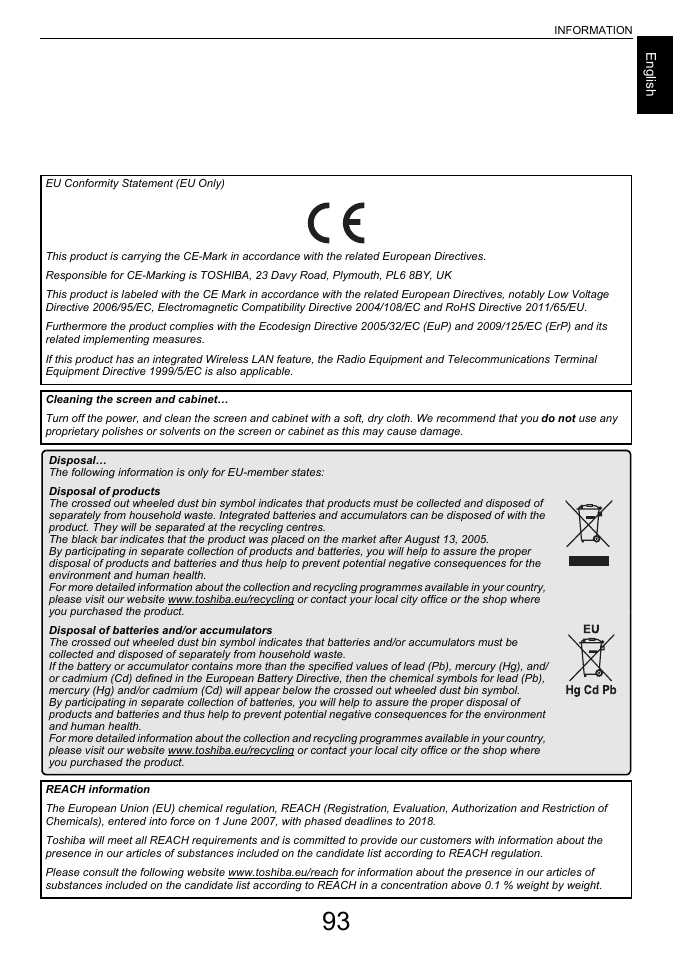 Toshiba L6463 User Manual | Page 93 / 95