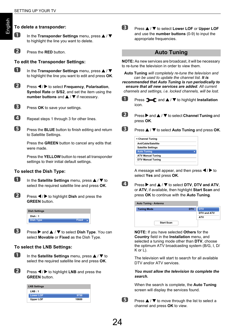 Auto tuning | Toshiba M9363 User Manual | Page 24 / 106