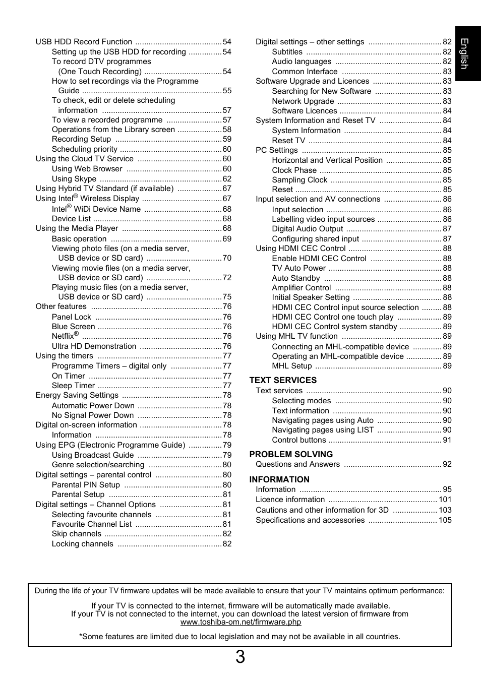 Engl ish | Toshiba M9363 User Manual | Page 3 / 106