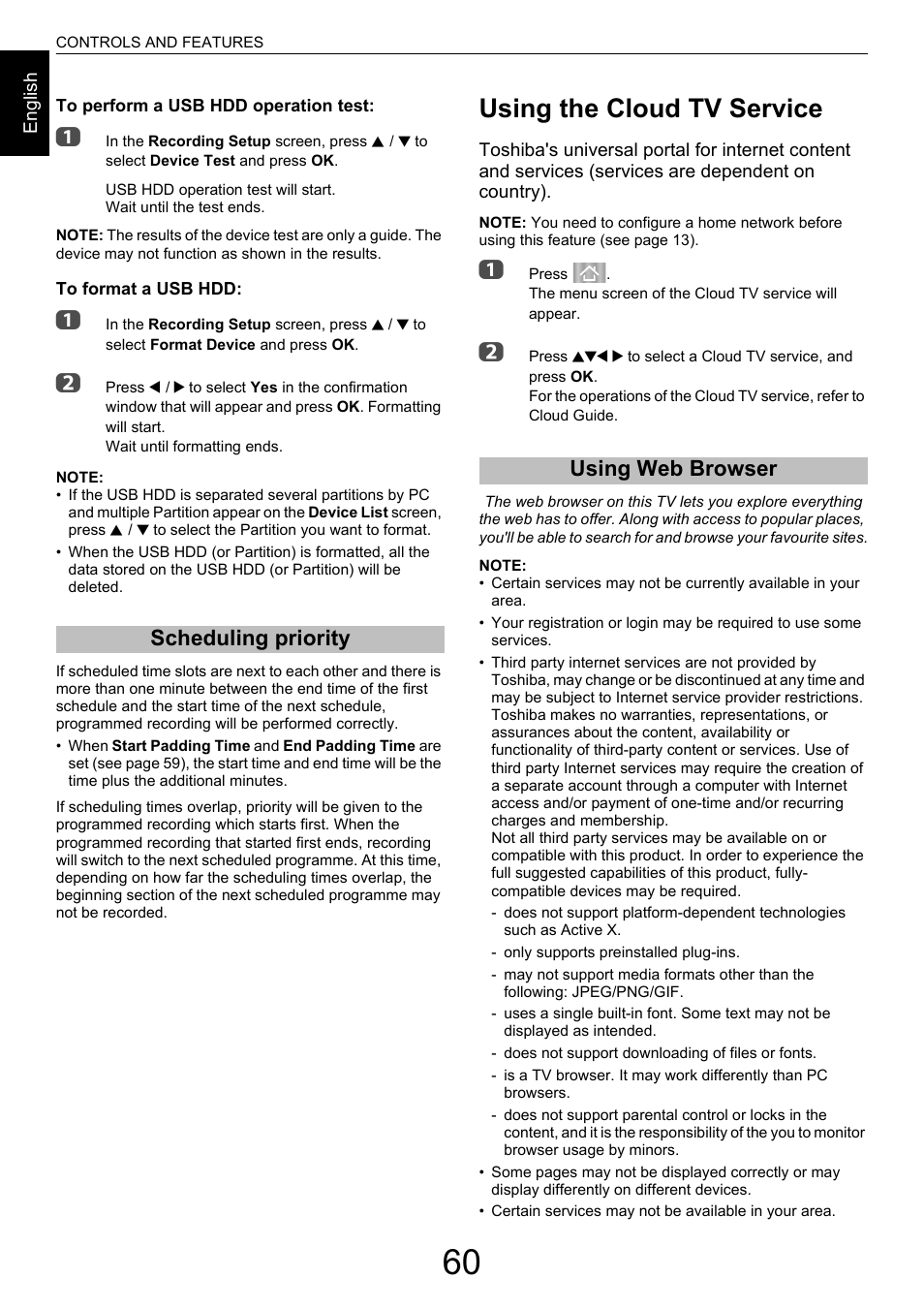 Scheduling priority, Using the cloud tv service, Using web browser | Scheduling priority using web browser | Toshiba M9363 User Manual | Page 60 / 106