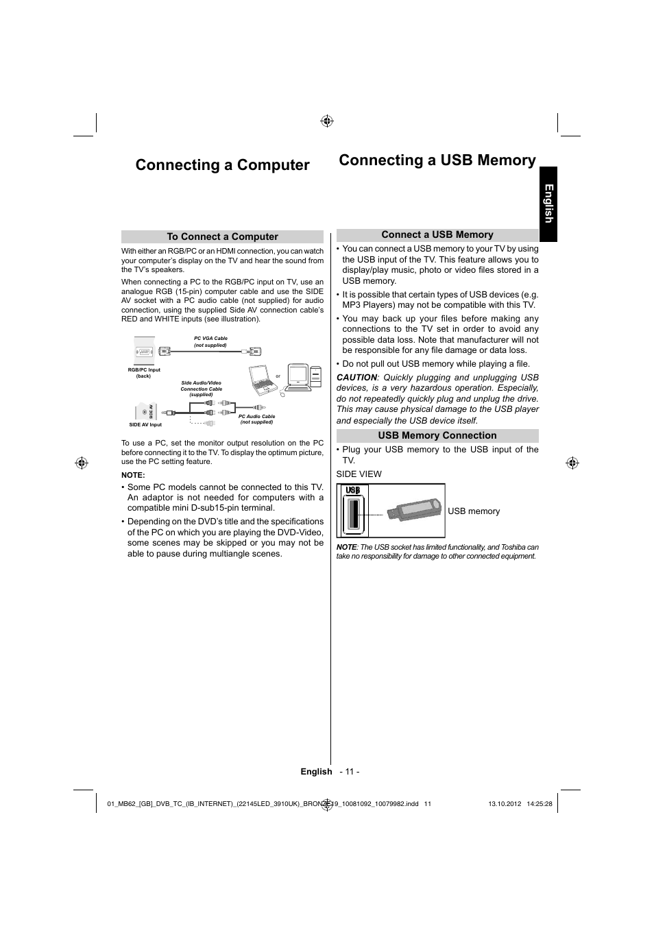 English | Toshiba BL712 User Manual | Page 12 / 44