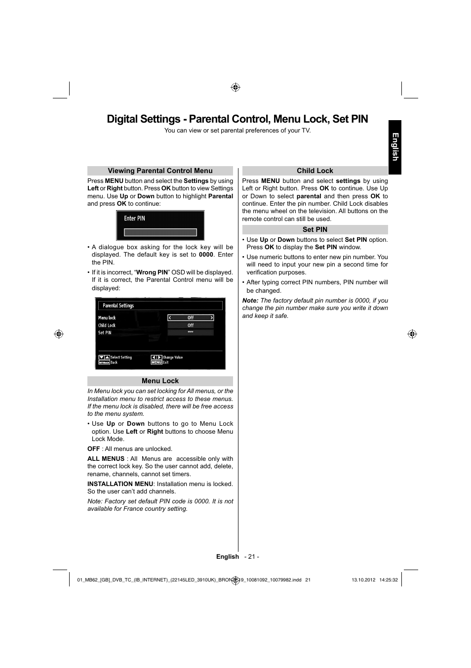English | Toshiba BL712 User Manual | Page 22 / 44