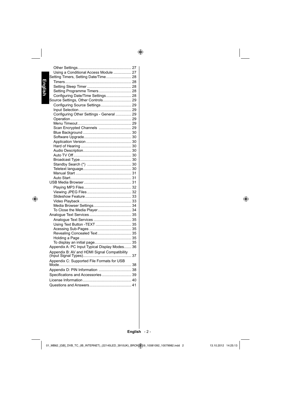 English | Toshiba BL712 User Manual | Page 3 / 44